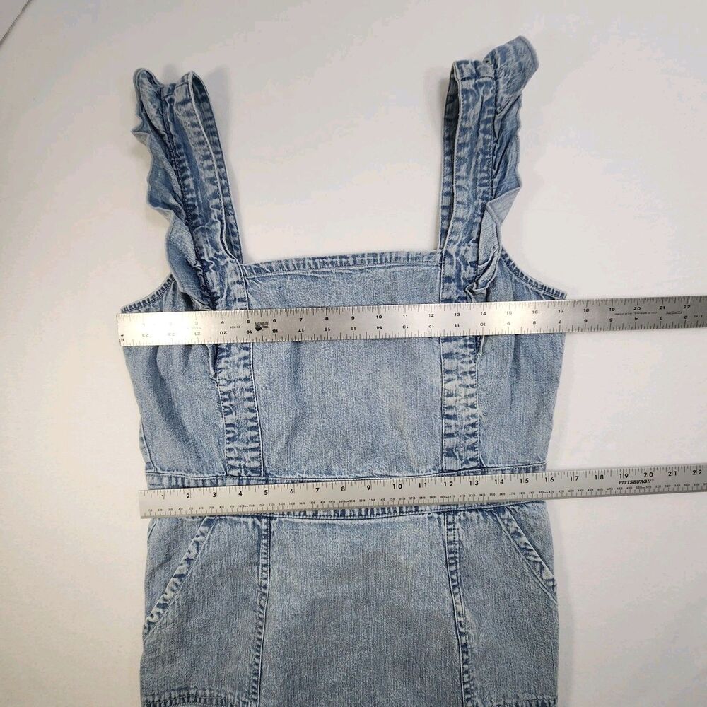 Japna Denim Dress Large Ruffle Light Wash 100% Cotton Western Country Cowgirl - Picture 6 of 8